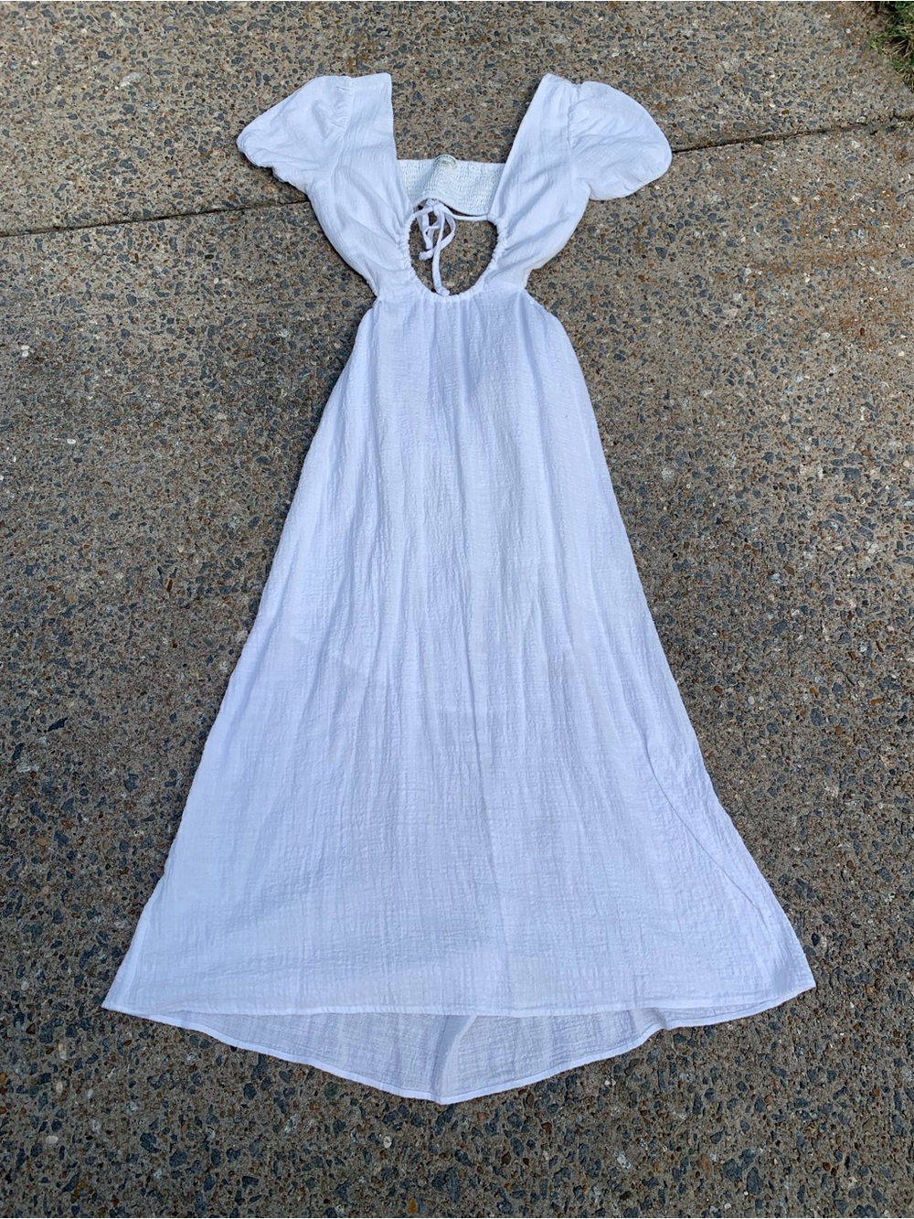Earthbound White Peasant Cut Out Flowy Maxi Dress